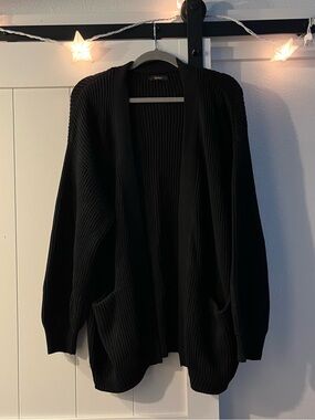 NWOT Quince Black Organic Cotton Oversized Cardigan (L)